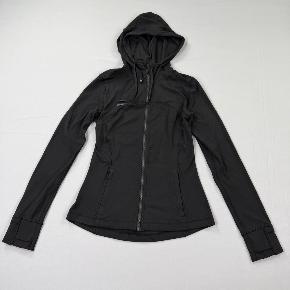 Lululemon Hooded Define Jacket Nulu Women's Size 8 Black Lightweight Gym